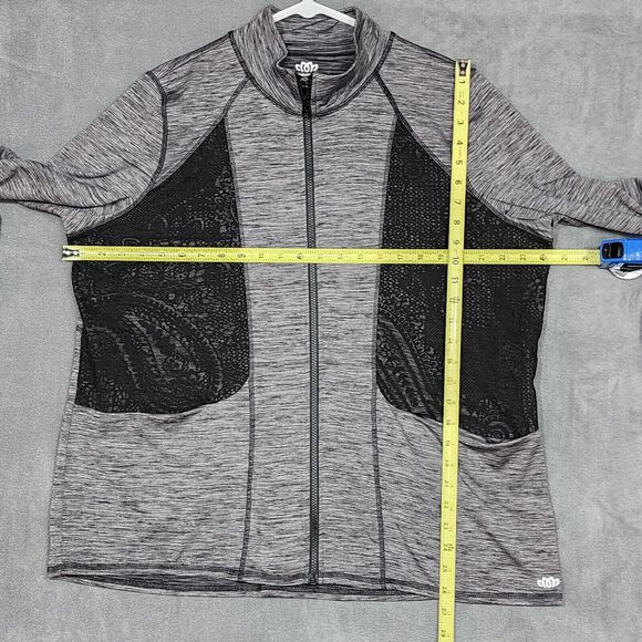 Maurices Zip Up Jacket In‎ Motion Size 1 Heather Gray Black Mesh Lace 16/18 - Picture 7 of 7